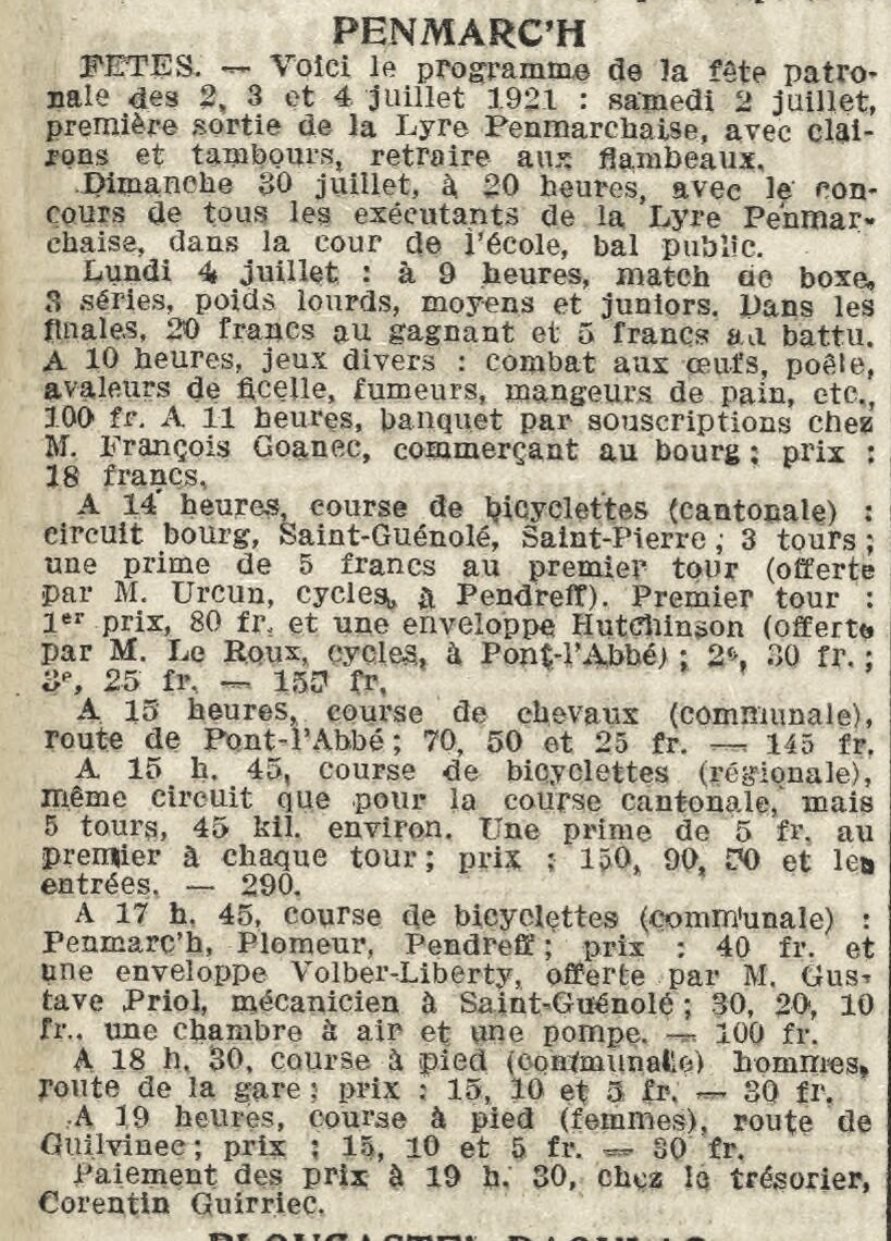 La Dépêche de Brest 25 juin 1921